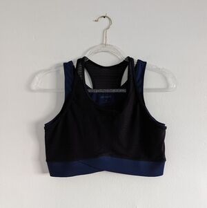 Ivy Park Black Blue Double Layer Sports Bra Size Medium
